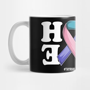 Thyroid Cancer Support Blue Pink teal  Ribbon Support Thyroid Cancer awareness Mug